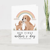 Dog Mom Puppy First Mother’s Day Pastel Rainbow カード (正面)