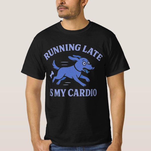 Dog Mom  Running Late Is My Cardio Cute Retro pet Tシャツ (正面)