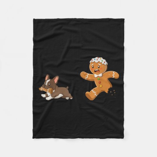 Dog Mom Shirt Gingerbread Chasing French Bulldog C フリースブランケット (正面)