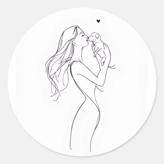 Dog Mom Sticker Minimalist Pet Lover Vinyl Decal ラウンドシール (正面)