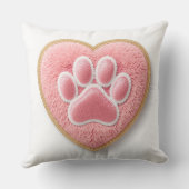 Dog Mom Throw Pillow | Embroidered Heart Paw Print クッション (裏面)