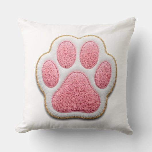 Dog Mom Throw Pillow | Embroidered Heart Paw Print クッション (正面)