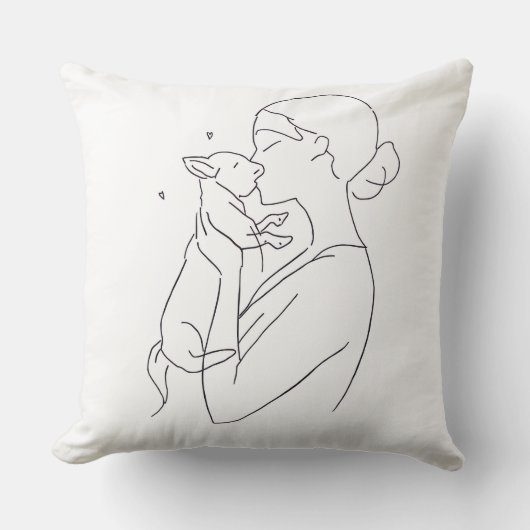 Dog Mom Throw Pillow Minimalist Pet Lover Home クッション (正面)