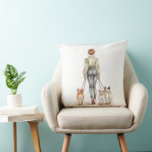 Dog Mom Throw Pillow | Stylish Dog Walker Fashion クッション (椅子)