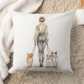 Dog Mom Throw Pillow | Stylish Dog Walker Fashion クッション (ブランケット)