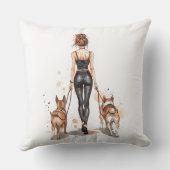 Dog Mom Throw Pillow | Stylish Dog Walker Fashion クッション (裏面)