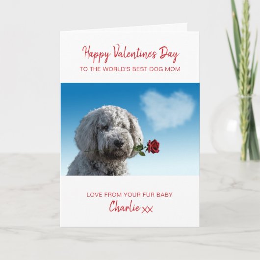Dog Mom Valentine Personalized Pet Photo シーズンカード (正面)