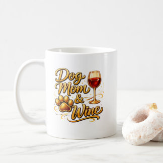 Dog Mom & Wine Mug – Funny Dog Lover Gift – Cute P コーヒーマグカップ