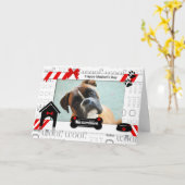 Dog Mother's Day Photo in Red and Black カード (黄色い花)