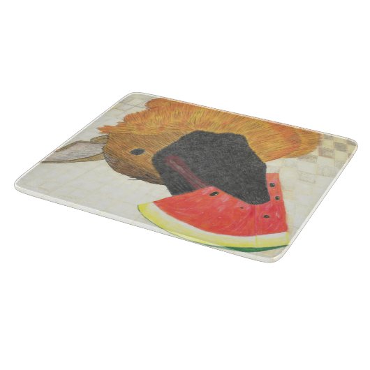 Dog mouth and watermelon cutting board カッティングボード (角)