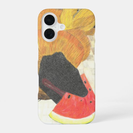 Dog mouth and watermelon phone case iPhone 16ケース (裏面)