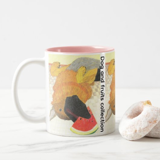 Dog mouth and watermelon Two-Tone coffee mug ツートーンマグカップ (ドーナツ)
