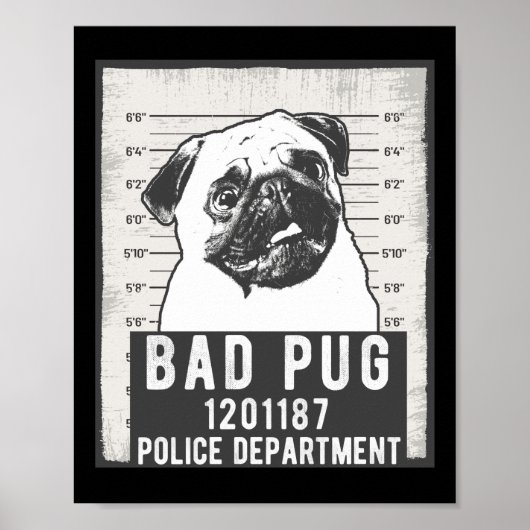 Dog Mug Shot Criminal Pug ポスター (正面)