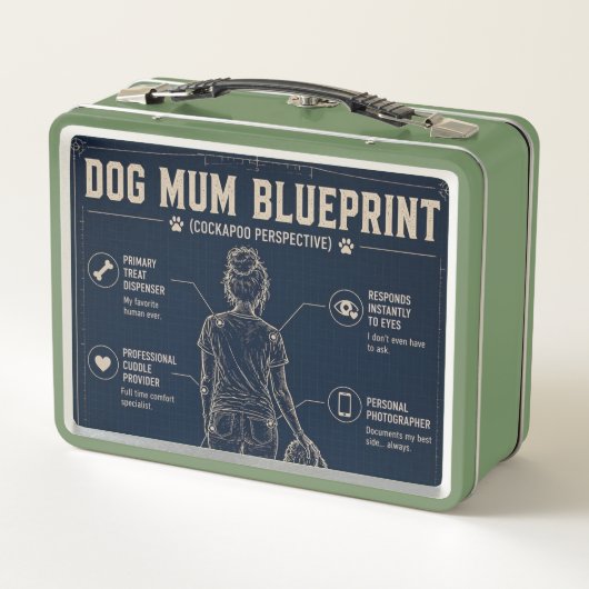Dog Mum Cockapoo Blueprint Lunch Box メタルランチボックス (裏面)