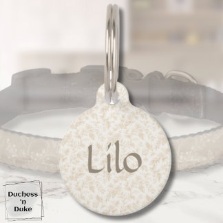 Dog Name Tag - Ivory Botanical, Personalized  ペット　ネームタグ