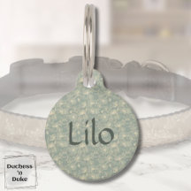 Dog Name Tag - Sage Green Botanical, Personalized 