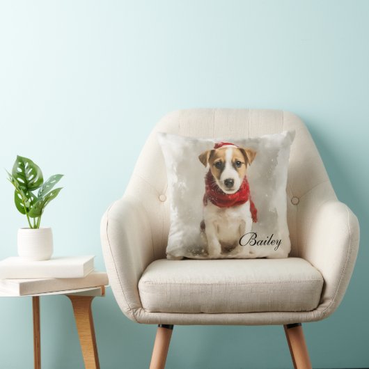 Dog Name Throw Pillow – Personalized Dog Artwork クッション (椅子)