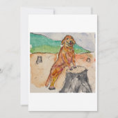 Dog Next to a Tree Stump Greeting Card 招待状 (正面)