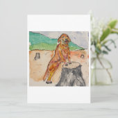 Dog Next to a Tree Stump Greeting Card 招待状 (スタンド正面)