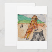 Dog Next to a Tree Stump Greeting Card 招待状 (正面/裏面)