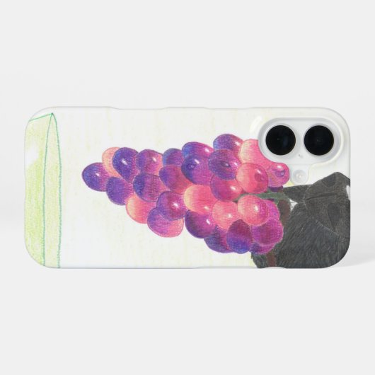 Dog nose and grape phone case iPhone 16ケース (裏面横)