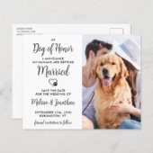 Dog Of Honor Budget結婚式Save日付はがき (正面/裏面)