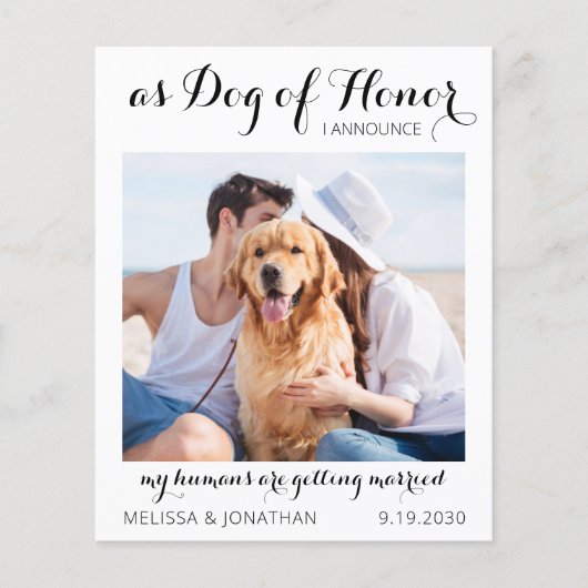 Dog Of Honor Budget結婚式Save日付はがき (正面)