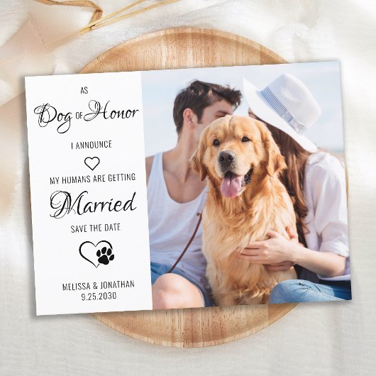 Dog Of Honor Pet 結婚's Photo Save The Date 案内ポストカード
