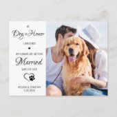 Dog Of Honor Pet 結婚's Photo Save The Date 案内ポストカード (正面)
