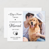 Dog Of Honor Pet Photo Dog Save The Date Card (正面/裏面)