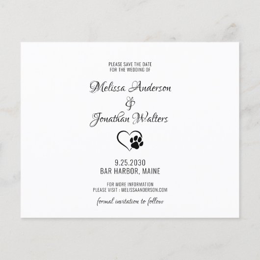 Dog Of Honor Pet Photo Dog Save The Date Card (裏面)