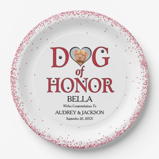 Dog of Honor Wedding Paper Plate with Photo ペーパープレート (正面)