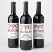 Dog of Honor Wedding Wine Label with Photo ワインラベル (ボトル)