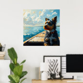 Dog on a boat ポスター (ホームオフィス)