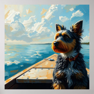 Dog on a boat ポスター