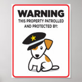dog on guard sign ポスター (正面)