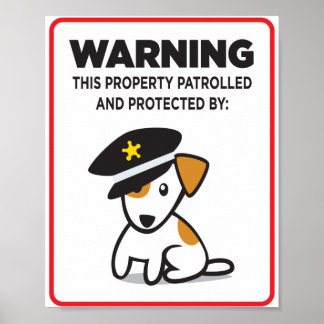 dog on guard sign ポスター