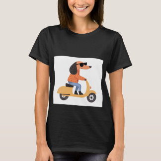Dog on Scooter - Funny and Stylish Illustration Tシャツ