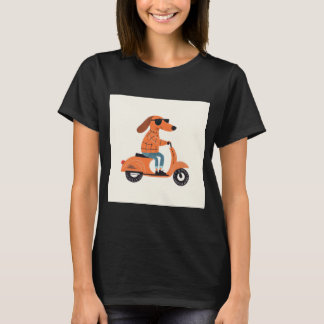 Dog on Scooter - Funny and Stylish Illustration Tシャツ