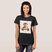 Dog on Scooter - Funny and Stylish Illustration Tシャツ (正面フル)
