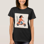 Dog on Scooter - Funny and Stylish Illustration Tシャツ (正面)