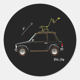 Dog on Wall Street Round Large Stickers ラウンドシール