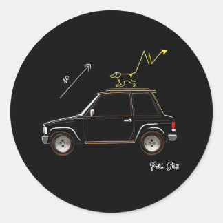 Dog on Wall Street Round Large Stickers ラウンドシール