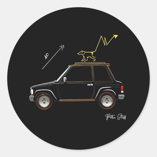 Dog on Wall Street Round Large Stickers ラウンドシール (正面)