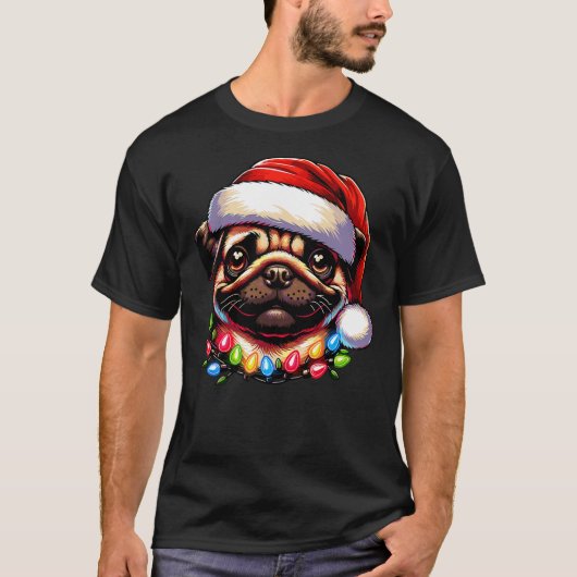 Dog Owner Xmas Men Women Favorite Pug Christmas Tシャツ (正面)
