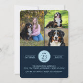 Dog Party Pet Photos Navy Blue Graduation 招待状 (裏面)