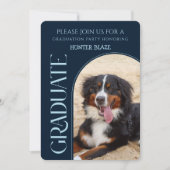 Dog Party Pet Photos Navy Blue Graduation 招待状 (正面)
