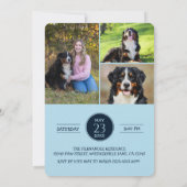 Dog Party Pet Photos Navy Blue Graduation 招待状 (裏面)