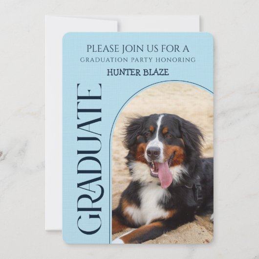 Dog Party Pet Photos Navy Blue Graduation 招待状 (正面)