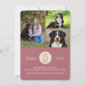Dog Party Pet Photos Rose Gold Graduation 招待状 (裏面)